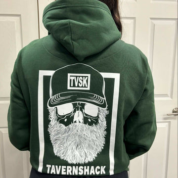 TAVERNSHACK - HOODIE VERT FOREST - ORIGINAL - TVK10 - PRINT BLANC
